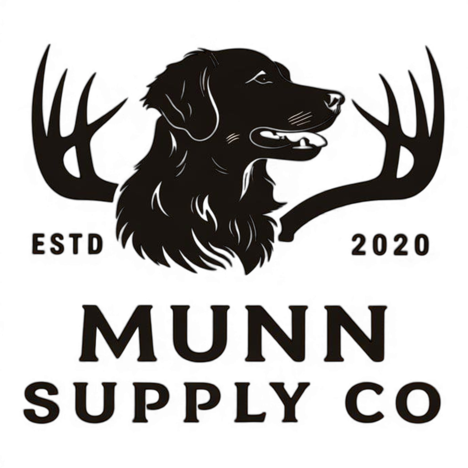Munn Supply Co — retriever and antler brand mark